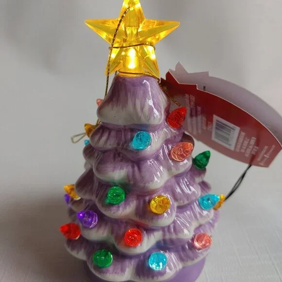 Mr. Christmas 5" Nostalgic Ceramic Lit Tree Ornament, Lavender Christmas - Picture 6 of 6